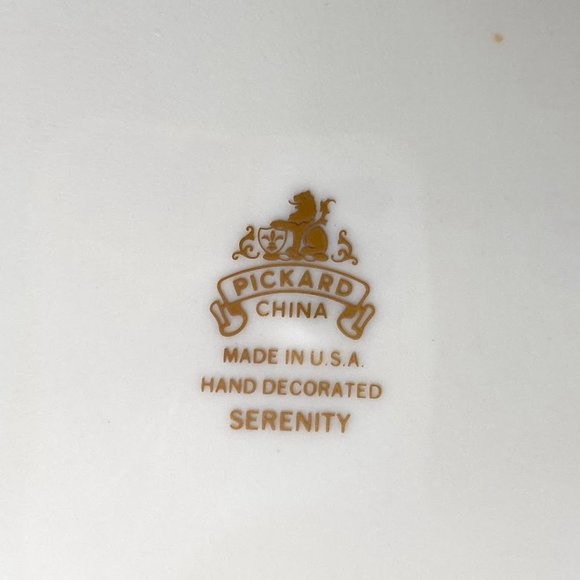 PICKARD China Serenity USA Salad Plate - Blue & White Flowers, Moss Green Leaves - Picture 4 of 4